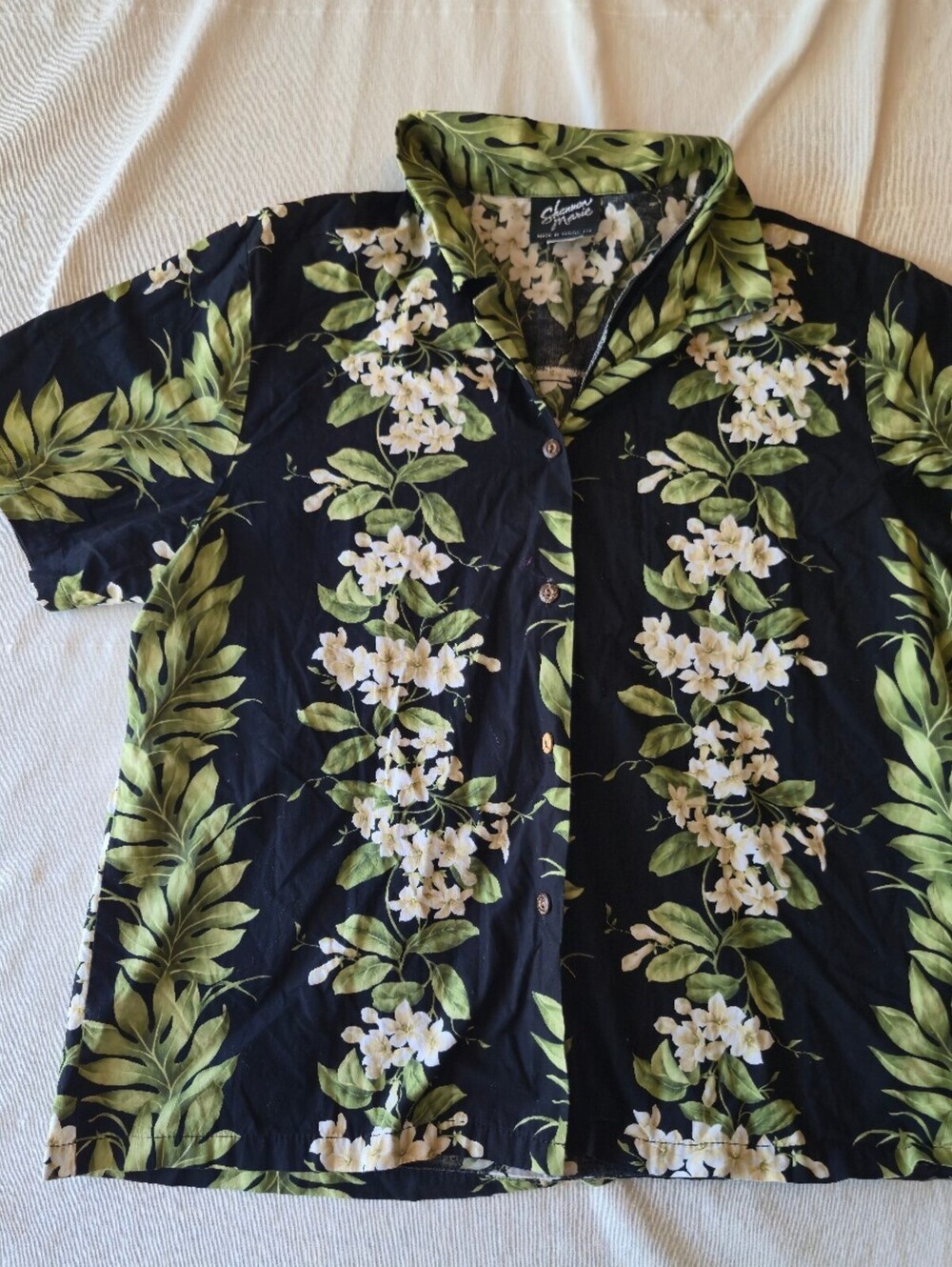 Shannon Marie Hawaiian Floral Print Cotton Shirt Made in Hawaii